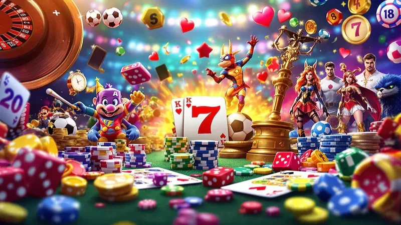 Layar slot dengan reel, simbol khusus, dan panel permainan